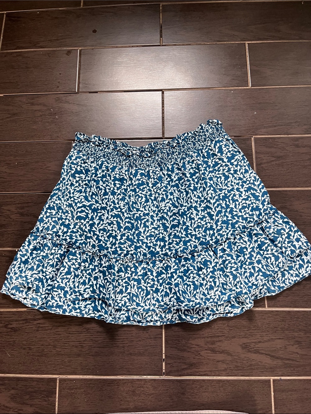 J. Crew Blue Floral Tiered Skirt